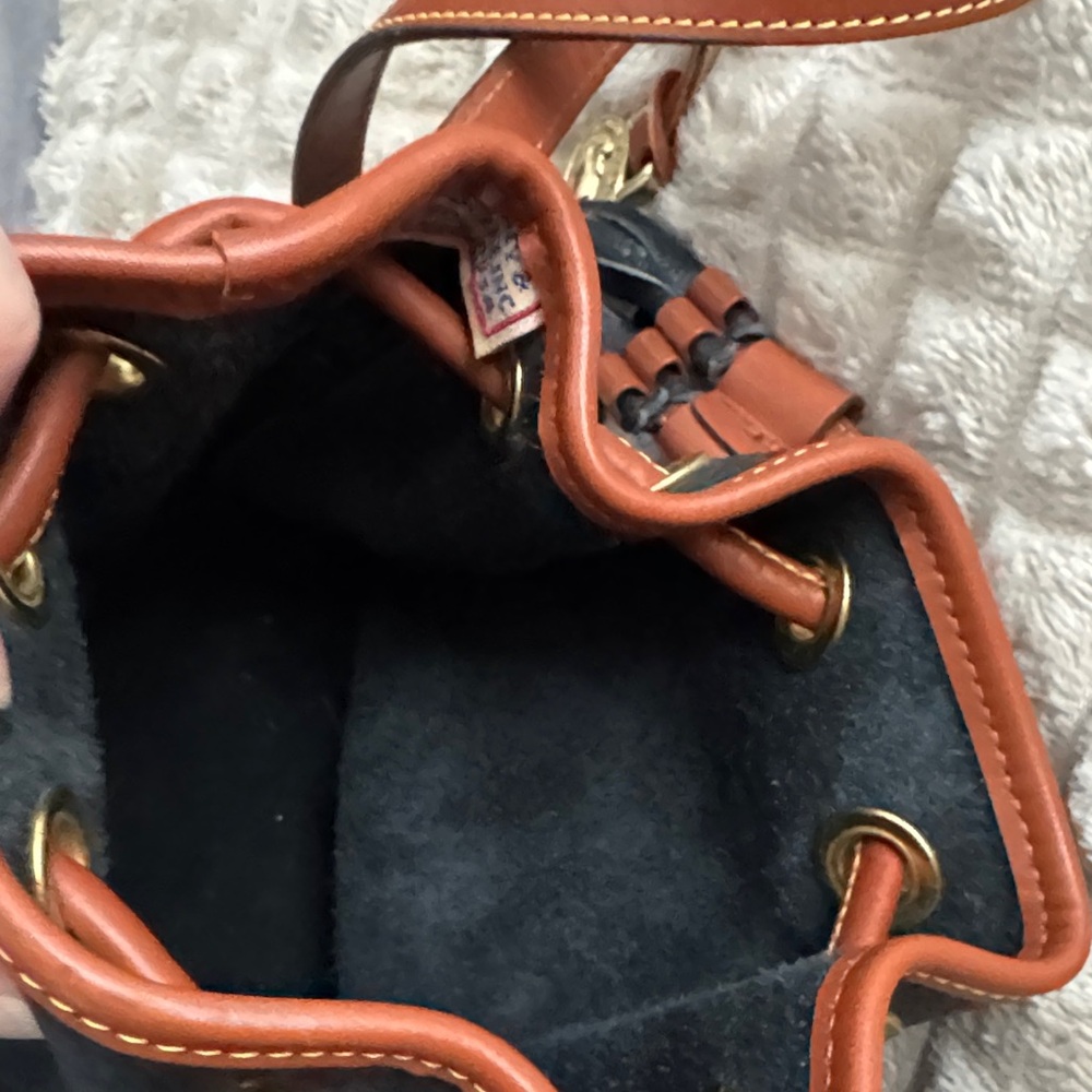 Dooney & Bourke Black and Tan Mini Bucket Bag - Picture 3 of 5